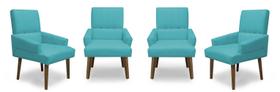 Kit 4 Poltronas Cadeiras Decorativa Sala de Jantar Itália Suede Azul Turquesa - MeuLar Decorações