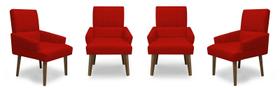 Kit 4 Poltronas Cadeiras Decorativa Sala de Jantar Itália Suede Vermelho - MeuLar Decorações
