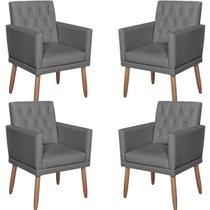 Kit 4 Poltronas Capitone material sintético para Sala de Estar Decorativa Cadeira Estofada Resistente Escritório Recepção Manicure Kit 4 Poltronas Capitone material sintético para Sala de Estar Decorativa Cadeira Estofada Resistente Escritório Recepção Manicure