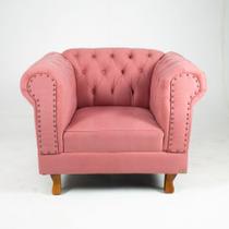 Kit 4 Poltronas Chesterfield Capitonê Duque - Suede Rosa / Decoração, recepção , barbearia, sala tv estar