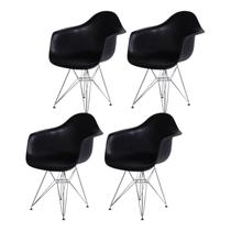 Kit 4 Poltronas com Braço Base Cromada Eames Dkr Kit 4 Poltronas com Braço Base Cromada Eames Dkr