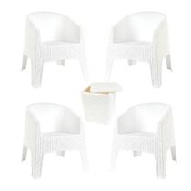 Kit 4 Poltronas De Jardim e Piscina Branca Rattan Ibiza Com Mesa auxiliar Capri Garden Life Kit 4 Poltronas De Jardim e Piscina Branca Rattan Ibiza Com Mesa auxiliar Capri Garden Life