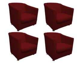 Kit 4 Poltronas Decorativa Biane Suede Marsala Pés Cromado Mz Decor Kit 4 Poltronas Decorativa Biane Suede Marsala Pés Cromado Mz Decor