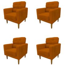 Kit 4 Poltronas Decorativa Luna Sala de Estar Veludo Terracota Kimi Design