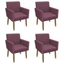 Kit 4 Poltronas Decorativa Nina Pés Palito Veludo Lilas Chamby Móveis
