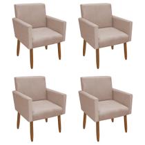 Kit 4 Poltronas Decorativa Nina Pés Palito Veludo Palha Chamby Móveis