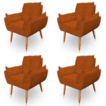 Kit 4 Poltronas Decorativa Opala Sala de Estar Tecido Suede Terracota Kimi Decor