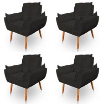 Kit 4 Poltronas Decorativa Opala Sala de Estar Veludo Preto Kimi Decor Kit 4 Poltronas Decorativa Opala Sala de Estar Veludo Preto Kimi Decor