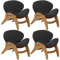 Kit 4 Poltronas Decorativa Orgânica Sala Living Kadosh L02 Bouclê Preto - Lyam Decor