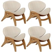Kit 4 Poltronas Decorativa Orgânica Sala Living Kadosh L02 Linho Palha - Lyam Decor
