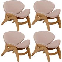 Kit 4 Poltronas Decorativa Orgânica Sala Living Kadosh L02 Linho Rosê - Lyam Decor