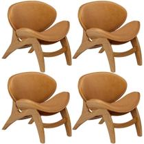 Kit 4 Poltronas Decorativa Orgânica Sala Living Kadosh L02 material sintético Canela - Lyam Decor Kit 4 Poltronas Decorativa Orgânica Sala Living Kadosh L02 material sintético Canela - Lyam Decor