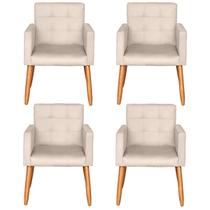 Kit 4 Poltronas Decorativa para Sala de Espera Sala de Estar Recepção estofada pés palito madeira