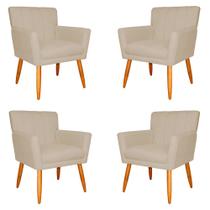 Kit 4 Poltronas Decorativa para Sala de Estar Cecília Suede Bege - Montanaris Decor Kit 4 Poltronas Decorativa para Sala de Estar Cecília Suede Bege - Montanaris Decor