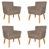 Kit 4 Poltronas Decorativa para Sala de Estar Cecília Suede Cappuccino - Montanaris Decor