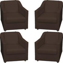 Kit 4 Poltronas Decorativa Para Sala Recepção Manicure Barbearia Escritório Consultório Tecido Material Sintético Pés Plástico Cromado