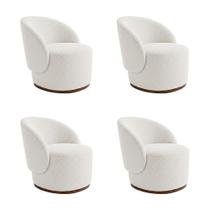 Kit 4 Poltronas Decorativa Premium Orgânica para Recepção e Clinicas em Bouclê Italiano Off White