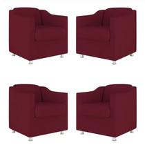 Kit 4 Poltronas Decorativa Reforçada Recepção Clinica Salão Suede Marsala Kit 4 Poltronas Decorativa Reforçada Recepção Clinica Salão Suede Marsala
