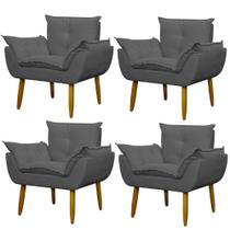Kit 4 Poltronas Decorativa Sala e Quarto Opala Suede Herrero
