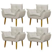 Kit 4 Poltronas Decorativa Sala e Quarto Opala Suede Herrero