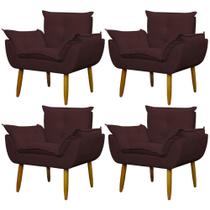 Kit 4 Poltronas Decorativa Sala e Quarto Opala Suede Herrero