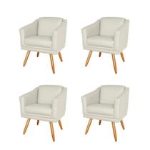 Kit 4 Poltronas Decorativa Valentina Sala Recepção Escritório Revestimento Sintético Bege Nude