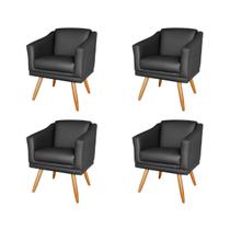 Kit 4 Poltronas Decorativa Valentina Sala Recepção Escritório Revestimento Sintético Preto Kit 4 Poltronas Decorativa Valentina Sala Recepção Escritório Revestimento Sintético Preto