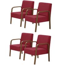 Kit 4 Poltronas Decorativas 1 Lugar Jade Braço Madeira D Salla Suede Kit 4 Poltronas Decorativas 1 Lugar Jade Braço Madeira D Salla Suede