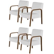 Kit 4 Poltronas Decorativas 1 Lugar Jade Braço Madeira D Salla Tecido Sintético Kit 4 Poltronas Decorativas 1 Lugar Jade Braço Madeira D Salla Tecido Sintético