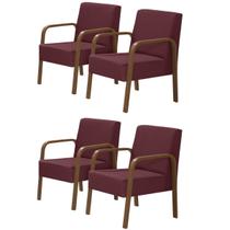 Kit 4 Poltronas Decorativas 1 Lugar Luna Braço Madeira D Salla Suede Kit 4 Poltronas Decorativas 1 Lugar Luna Braço Madeira D Salla Suede