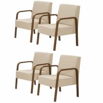 Kit 4 Poltronas Decorativas 1 Lugar Luna Braço Madeira D Salla Suede Kit 4 Poltronas Decorativas 1 Lugar Luna Braço Madeira D Salla Suede