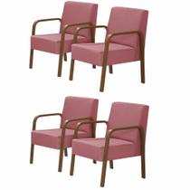 Kit 4 Poltronas Decorativas 1 Lugar Luna Braço Madeira D Salla Suede Kit 4 Poltronas Decorativas 1 Lugar Luna Braço Madeira D Salla Suede