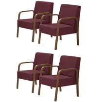 Kit 4 Poltronas Decorativas 1 Lugar Luna Braço Madeira D Salla Suede Kit 4 Poltronas Decorativas 1 Lugar Luna Braço Madeira D Salla Suede