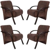 Kit 4 Poltronas Decorativas 1 Lugar Santa Rita Marrom Kit 4 Poltronas Decorativas 1 Lugar Santa Rita Marrom