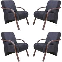 Kit 4 Poltronas Decorativas 1 Lugar Santa Rita Suede Grafite Kit 4 Poltronas Decorativas 1 Lugar Santa Rita Suede Grafite