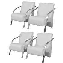 Kit 4 Poltronas Decorativas 1 Lugar Vênus Braço Pé Alumínio DSalla Tecido Sintético Kit 4 Poltronas Decorativas 1 Lugar Vênus Braço Pé Alumínio DSalla Tecido Sintético