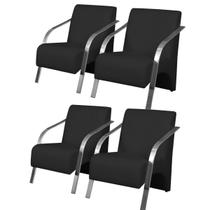 Kit 4 Poltronas Decorativas 1 Lugar Vênus Braço Pé Alumínio DSalla Tecido Sintético Kit 4 Poltronas Decorativas 1 Lugar Vênus Braço Pé Alumínio DSalla Tecido Sintético