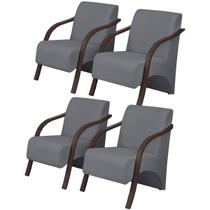 Kit 4 Poltronas Decorativas 1 Lugar Vênus Braço Pé Madeira Confortável Sala TV D Salla Suede Grafite Kit 4 Poltronas Decorativas 1 Lugar Vênus Braço Pé Madeira Confortável Sala TV D Salla Suede Grafite