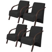 Kit 4 Poltronas Decorativas 1 Lugar Vênus Braço Pé Madeira D Salla Suede