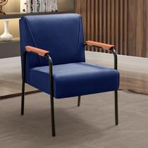 Kit 4 Poltronas Decorativas Braços Fixo Jade Azul Marinho
