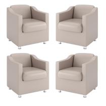 Kit 4 Poltronas Decorativas Consultorio Recepção Sala Espera