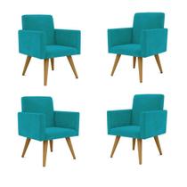 Kit 4 Poltronas Decorativas Nina Para Recepção Suede Turquesa Balaqui Decor Kit 4 Poltronas Decorativas Nina Para Recepção Suede Turquesa Balaqui Decor