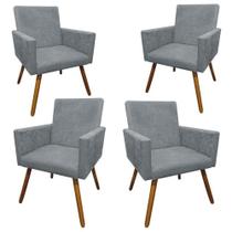 Kit 4 Poltronas Decorativas Nina Suede Cinza - Grupo Versatile