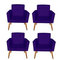 Kit 4 Poltronas Decorativas Nina Suede Roxo - Móveis Mafer