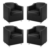 Kit 4 Poltronas Decorativas Para Consultório E Sala De Espera material sintético Preto Balaqui Decor Kit 4 Poltronas Decorativas Para Consultório E Sala De Espera material sintético Preto Balaqui Decor