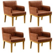 Kit 4 Poltronas Decorativas Para Sala De Estar E Recepção Beatriz W01 Material Sintético Camel - Lyam Decor Kit 4 Poltronas Decorativas Para Sala De Estar E Recepção Beatriz W01 Material Sintético Camel - Lyam Decor