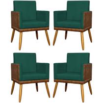 Kit 4 Poltronas Decorativas Para Sala Quarto Recepção Escritório Confortável Luxo Lis Tecido Sintético e Suede