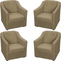 Kit 4 Poltronas Decorativas para Sala, Recepção e Manicure Suede Cores Pé Cromado Kit 4 Poltronas Decorativas para Sala, Recepção e Manicure Suede Cores Pé Cromado