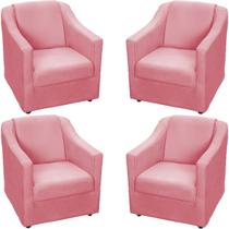 Kit 4 Poltronas Decorativas para Sala, Recepção e Manicure Suede Cores Pé Cromado Kit 4 Poltronas Decorativas para Sala, Recepção e Manicure Suede Cores Pé Cromado