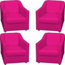 Kit 4 Poltronas Decorativas Para Sala Tecido Sintético Cores Pé De Plástico Kit 4 Poltronas Decorativas Para Sala Tecido Sintético Cores Pé De Plástico